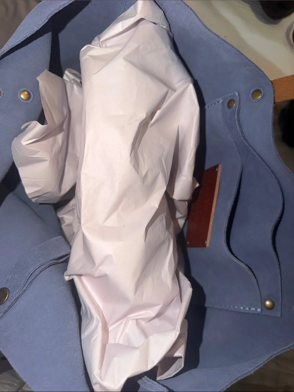 NWT Portland Leather Classic Large Tote in Denim